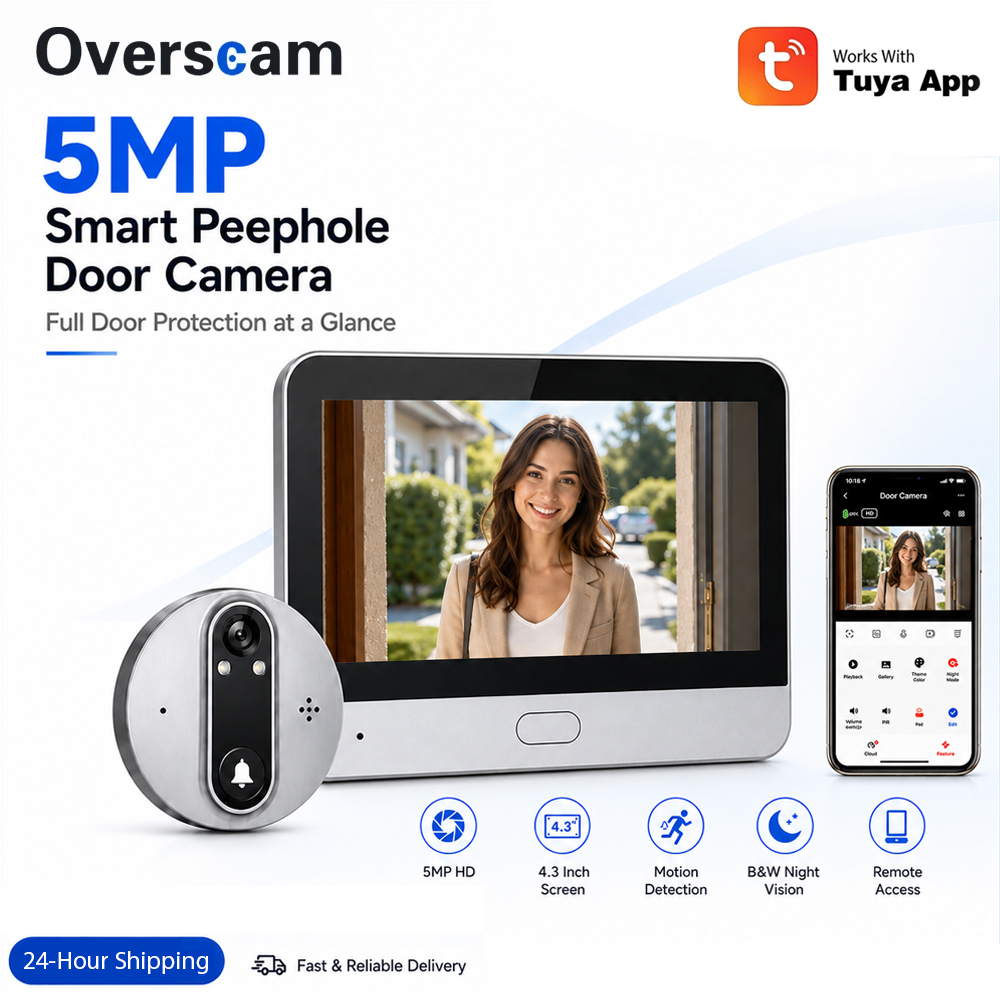Home Security Doorbell Camera - Sonnette vidéo WiFi intelligente Tuya 5MP,