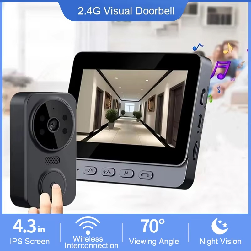 Home Security Doorbell Camera - Sonnette vidéo sans fil WiFi 4.3